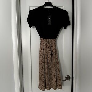 NWT black and animal print dress